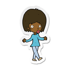 sticker of a cartoon confused woman
