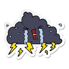 sticker of a cartoon thundercloud