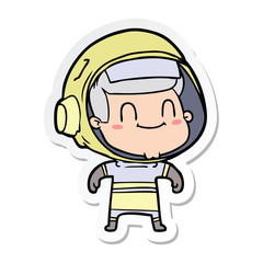 sticker of a happy cartoon astronaut man