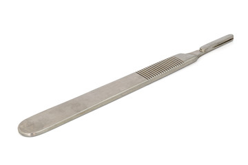 Surgical blade handle on white background