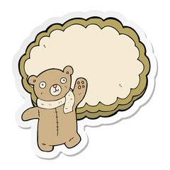 sticker of a cartoon bear and cloud