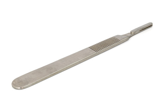 Surgical blade handle on white background