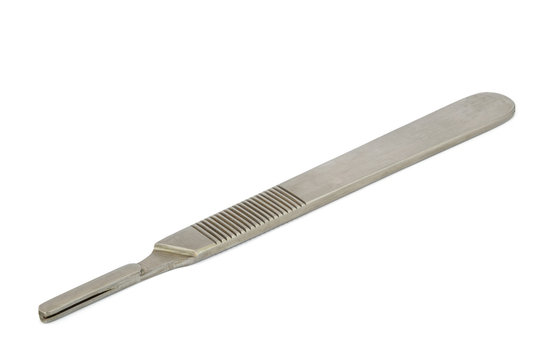 Surgical blade handle on white background