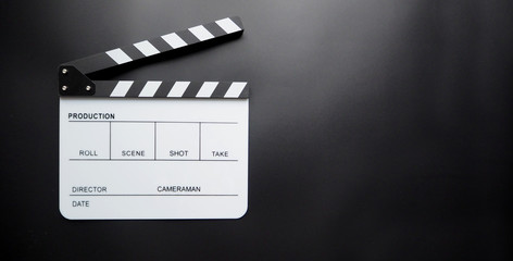 Fototapeta na wymiar Clapper board or movie slate use in video production or movie and cinema industry.