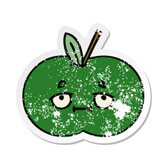 distressed sticker of a cute cartoon juicy apple