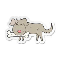 sticker of a cartoon dog with bone