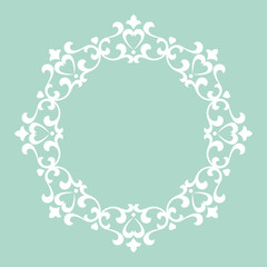 Decorative frame Elegant vector element for design in Eastern style, place for text. Floral blue border. Lace illustration for invitations and greeting cards