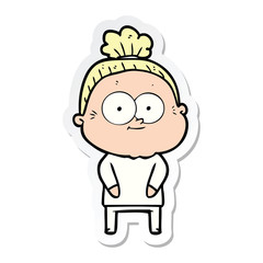 sticker of a cartoon happy old woman