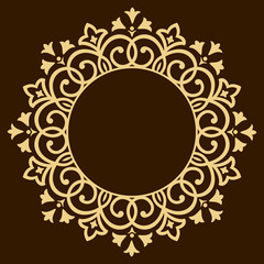 Decorative frame Elegant vector element for design in Eastern style, place for text. Floral golden border. Lace illustration for invitations and greeting cards.