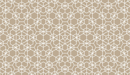 The geometric pattern with lines. Seamless vector background. White and beige texture. Graphic modern pattern. Simple lattice graphic design