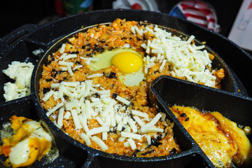 Korean fried rice with cheese and egg