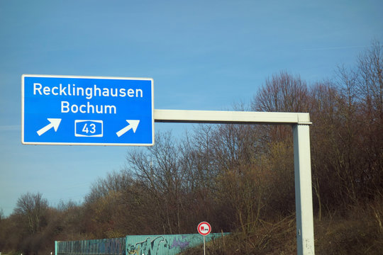 autobahnschild, recklinghausen, bochum, a43