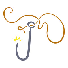 cartoon doodle of a sharp fishing hook