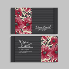 set of front and back of business card with flowers