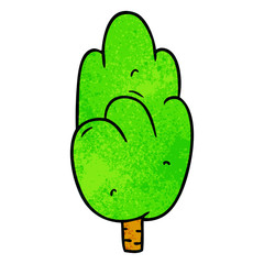 textured cartoon doodle single green tree