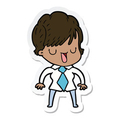 sticker of a cartoon woman talking