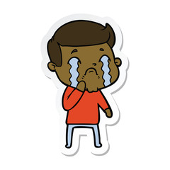 Obraz premium sticker of a cartoon man crying