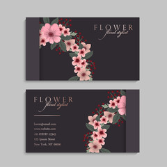 set of front and back of business card with flowers