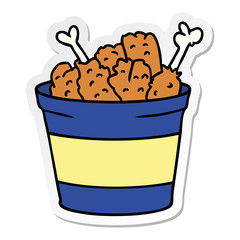 sticker cartoon doodle bucket of fried chicken