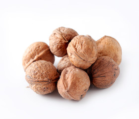 Walnuts isolated on white background.