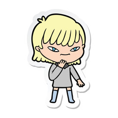 sticker of a cartoon woman