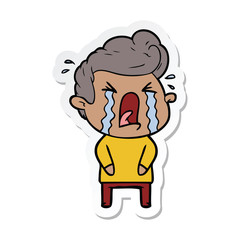 sticker of a cartoon crying man