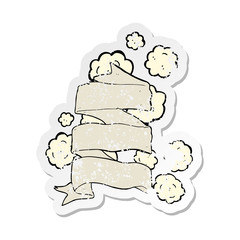 retro distressed sticker of a cartoon old scroll banner
