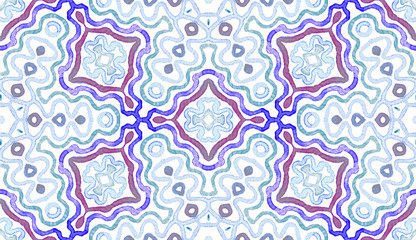 Blue Geometric Watercolor. Cute Seamless Pattern. 