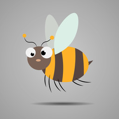Illustration of a Friendly Cute cartoon Bee Flying
