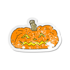 retro distressed sticker of a cartoon halloween pumpkin