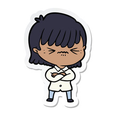 sticker of a annoyed cartoon girl