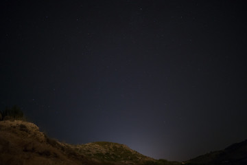 A night with stars in a mountain