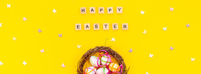 Creative Top view holiday Easter Concept