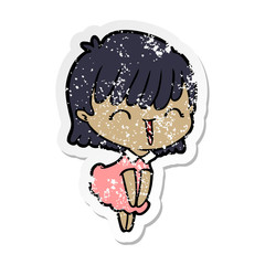 distressed sticker of a cartoon woman