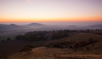 Fototapeta premium Morning in Central Bohemian Uplands, Czech Republic.