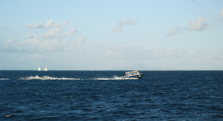 Sailing boat in Pacific Ocean