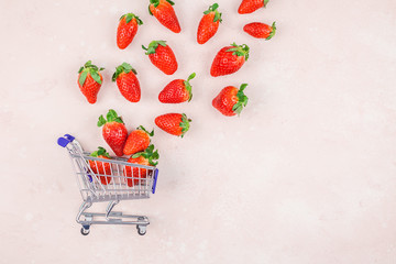 Shopping concept composition with strawberries