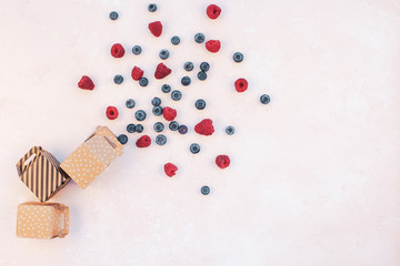 Shopping composition berries and boxes