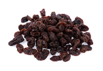 Dried raisins in white background