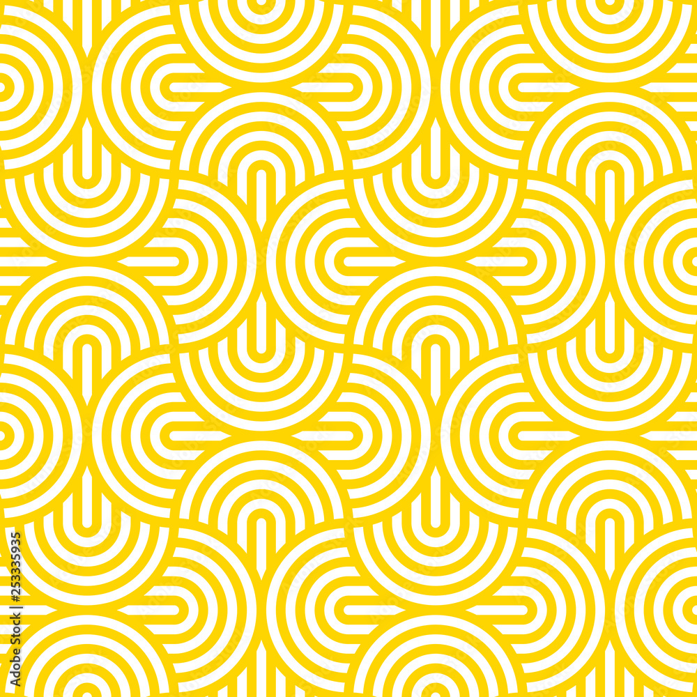 Poster Vector yellow geometric pattern. Seamless pattern with rounded shapes.