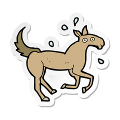 sticker of a cartoon horse sweating