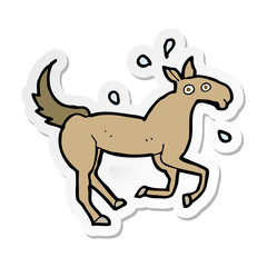 Fototapeta premium sticker of a cartoon horse sweating