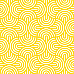 Fototapeta na wymiar Vector yellow geometric pattern. Seamless pattern with rounded shapes.