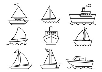 thin line icons set,transportation,Boat,vector illustrations