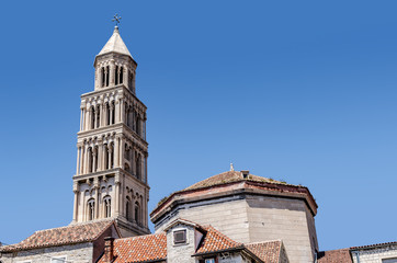 Fototapeta na wymiar Cathedral of St. Duje and the old city in the city of Split.