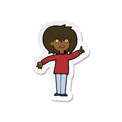 sticker of a cartoon woman asking question