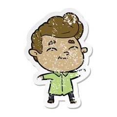 distressed sticker of a happy cartoon man