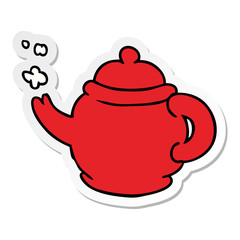 sticker cartoon doodle of a blue tea pot