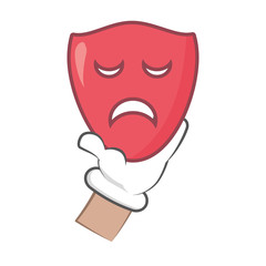 cartoon hand with drama mask