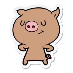 sticker of a happy cartoon pig